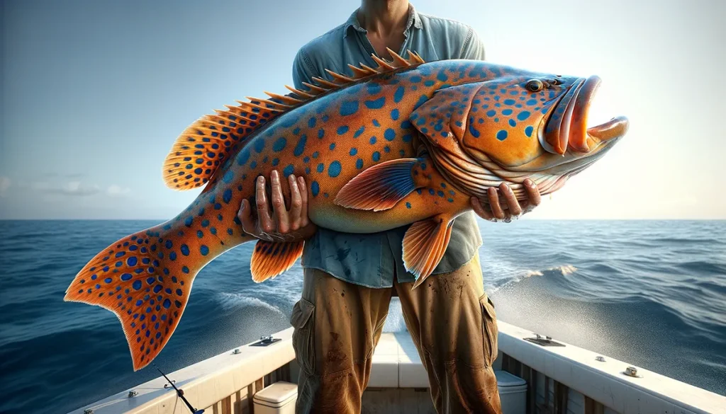 A vividly patterned coral trout caught during a fishing trip.