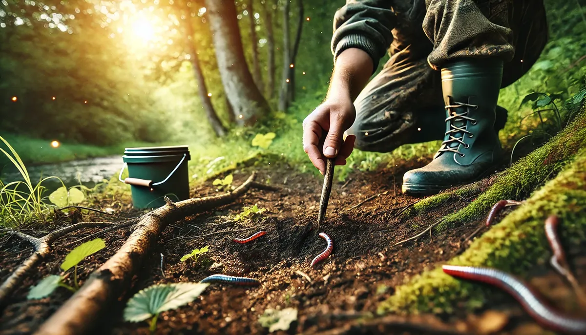 Worm Charming 101: How to Gather Live Worm Bait Naturally  3 An angler worm charming